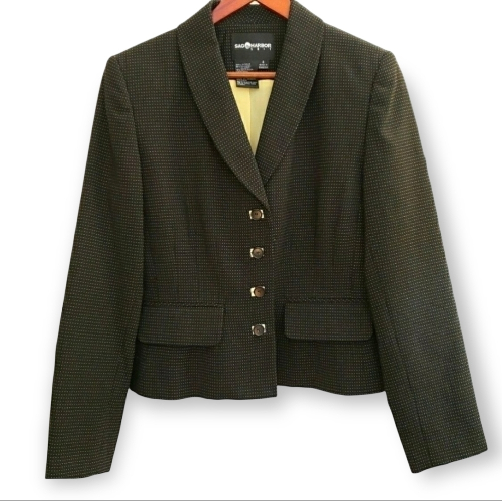 Sag Harbor Blazer black yellow dots Size 8